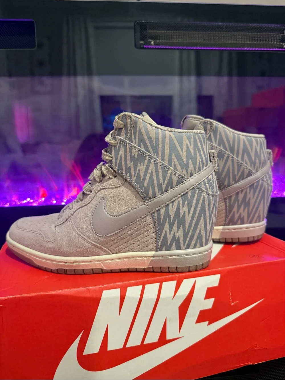Sky Women’s High-Top Wedge Sneakers in Light Gray